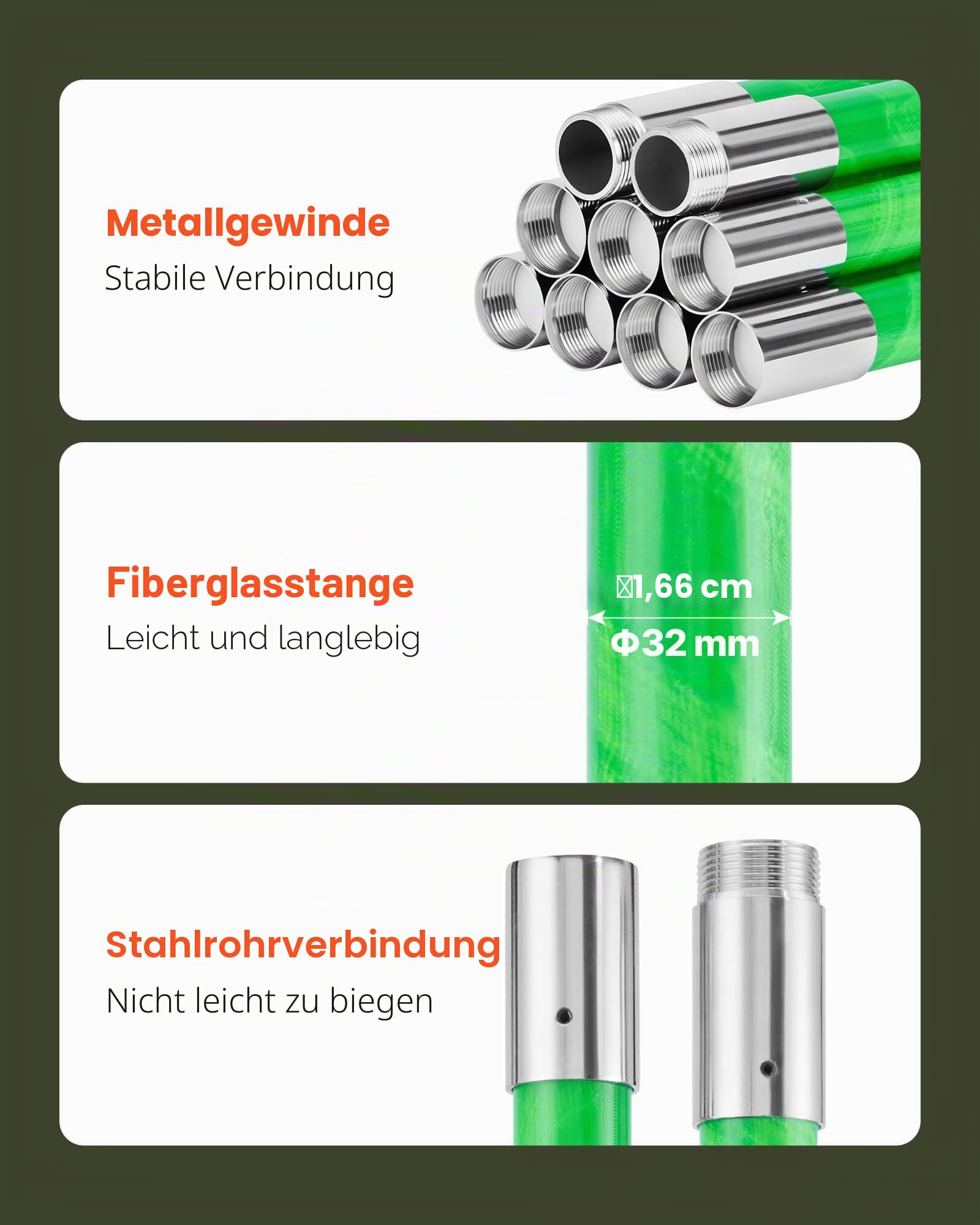 VEVOR Astsäge mit Teleskopstiel, 2,15-8,09 m einstellbar, Klinge aus 65Mn-Stahl, leichte Stange aus Fiberglas, zum Beschneiden hoher Äste, Teleskop Baumsäge für Palmen Sträucher