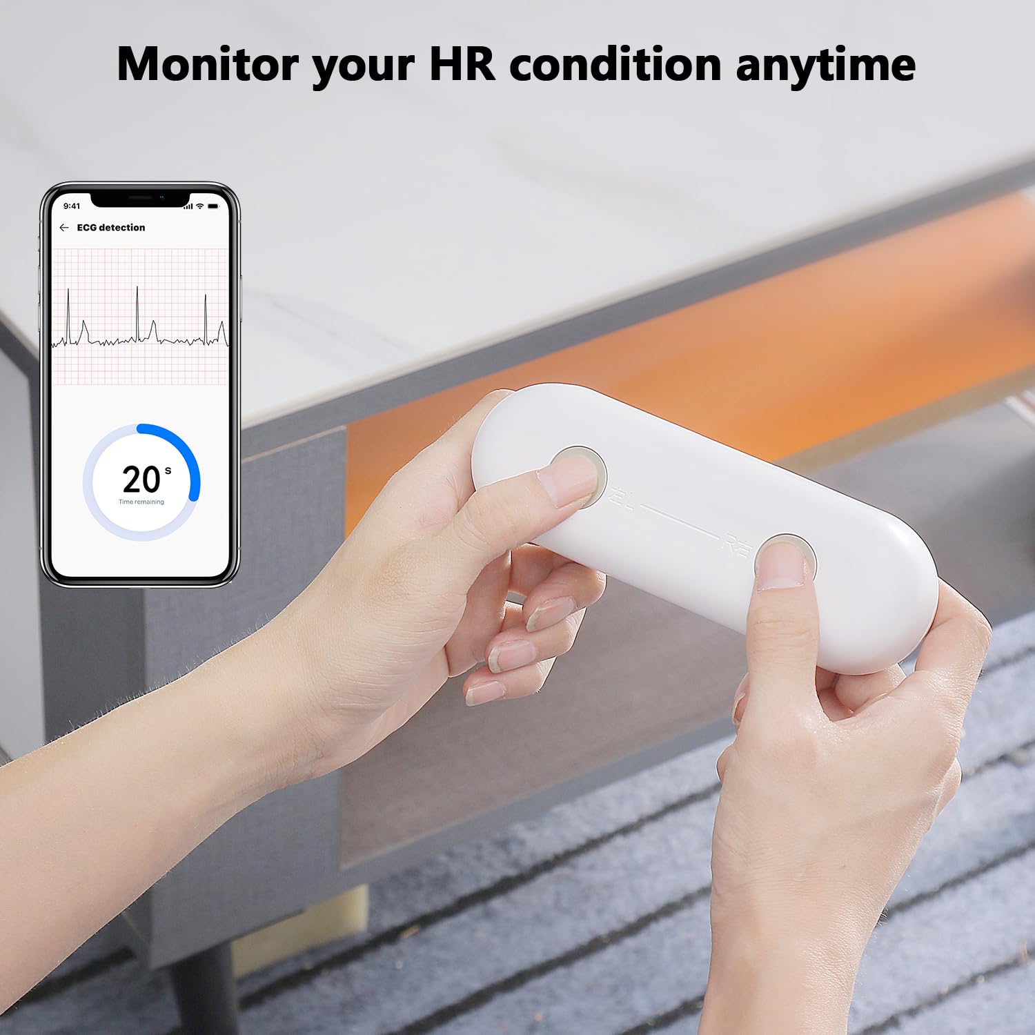 Dispositivo di monitoraggio della frequenza cardiaca Monitor Bluetooth portatile per forma d'onda ritmica, dispositivo per uso personale compatibile con iOS e Android