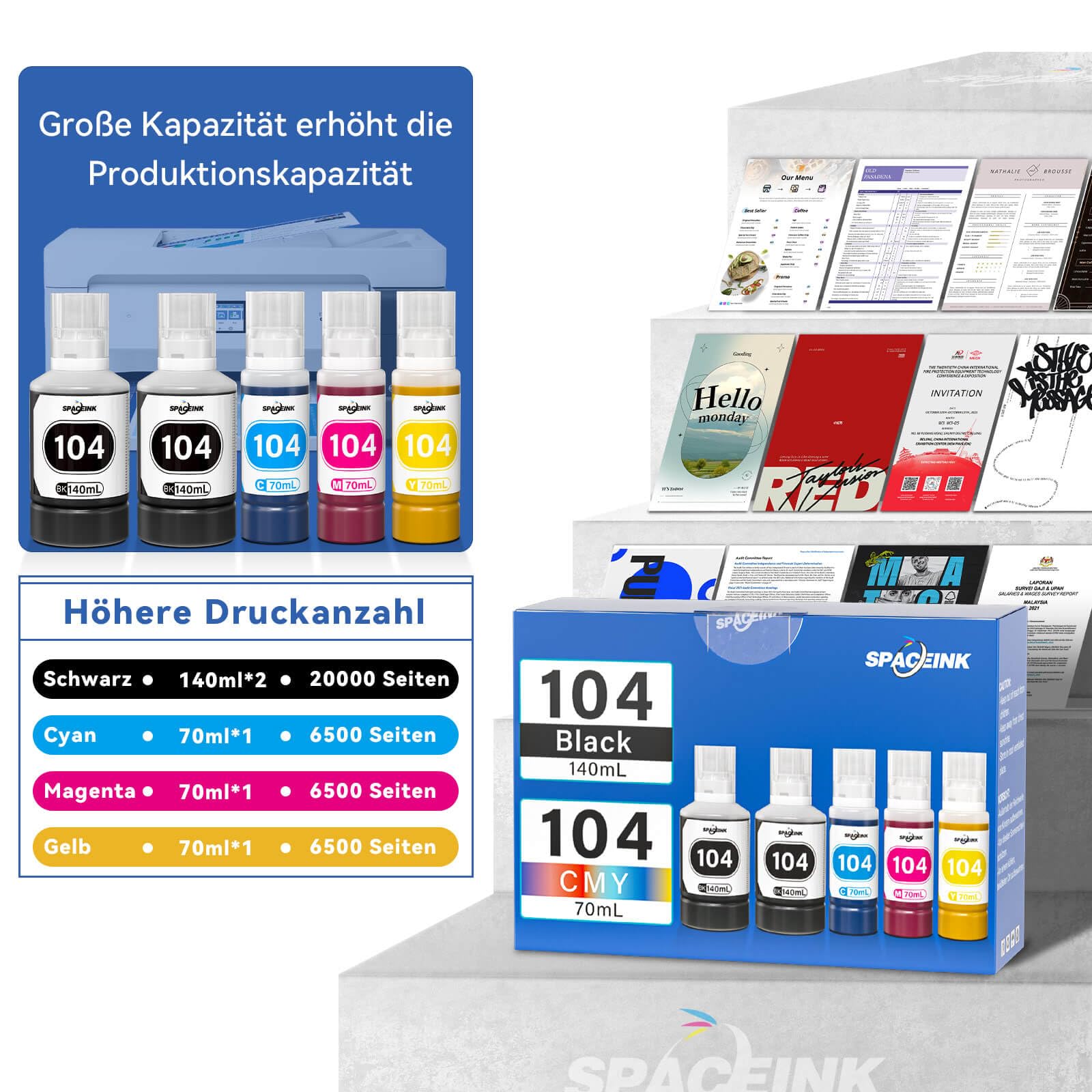 Inchiostro 104 Multipack compatibile per Epson 104 Inchiostro ET-2820 ET-4800 ET-2870 ET-2810 ET-2862 ET-2826 ET-2856 ET-4810 ET-2811 ET-2812 ET-2814 815 E; T-2821 ET-2710 ET-2711 - Stampante (2nero