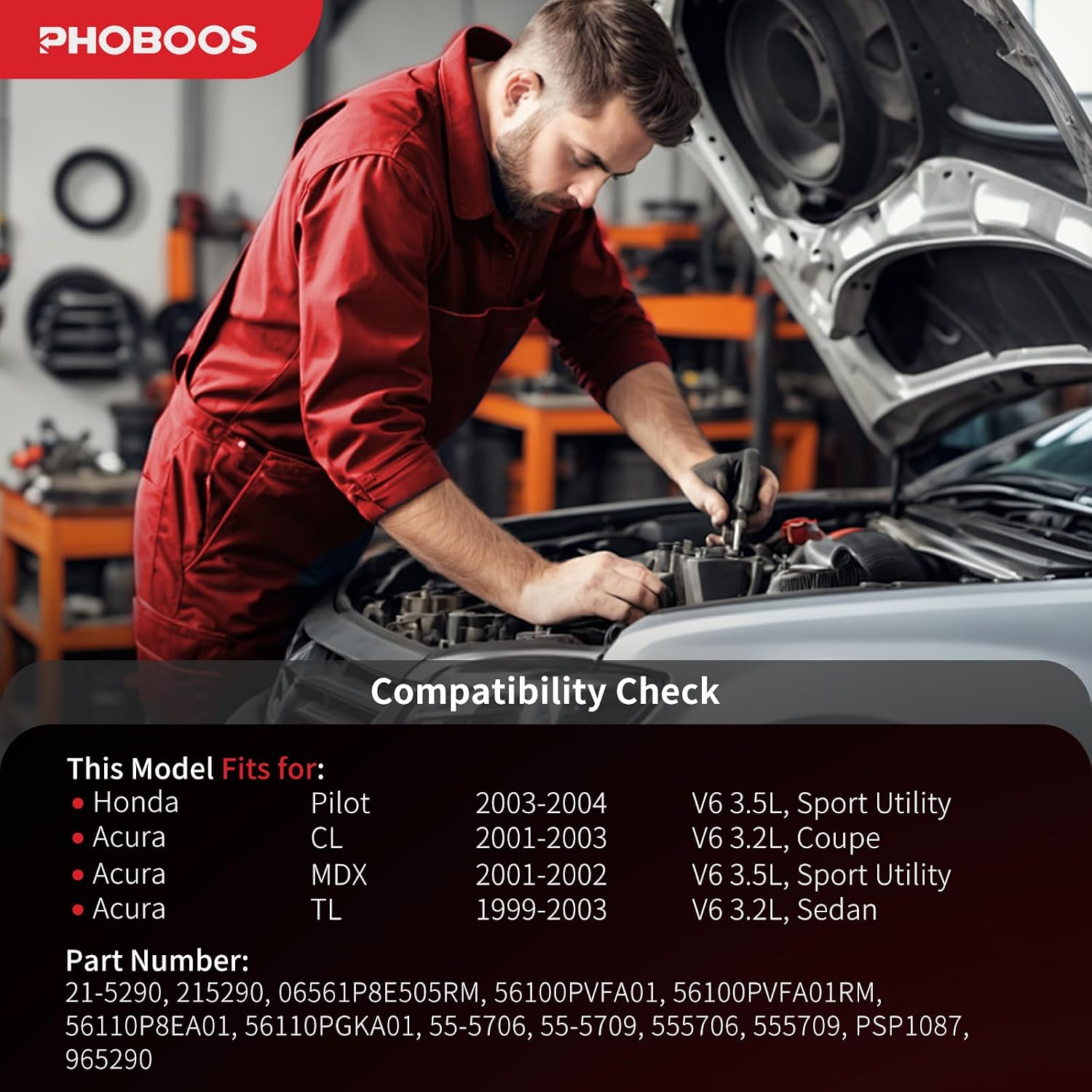 PHOBOOS Power Steering Pump Compatible with Honda Pilot 2003-2004 & Acura TL 1999-2003, CL 2001-2003, MDX 2001-2002, 3.2L/3.5L, Ref. 965290