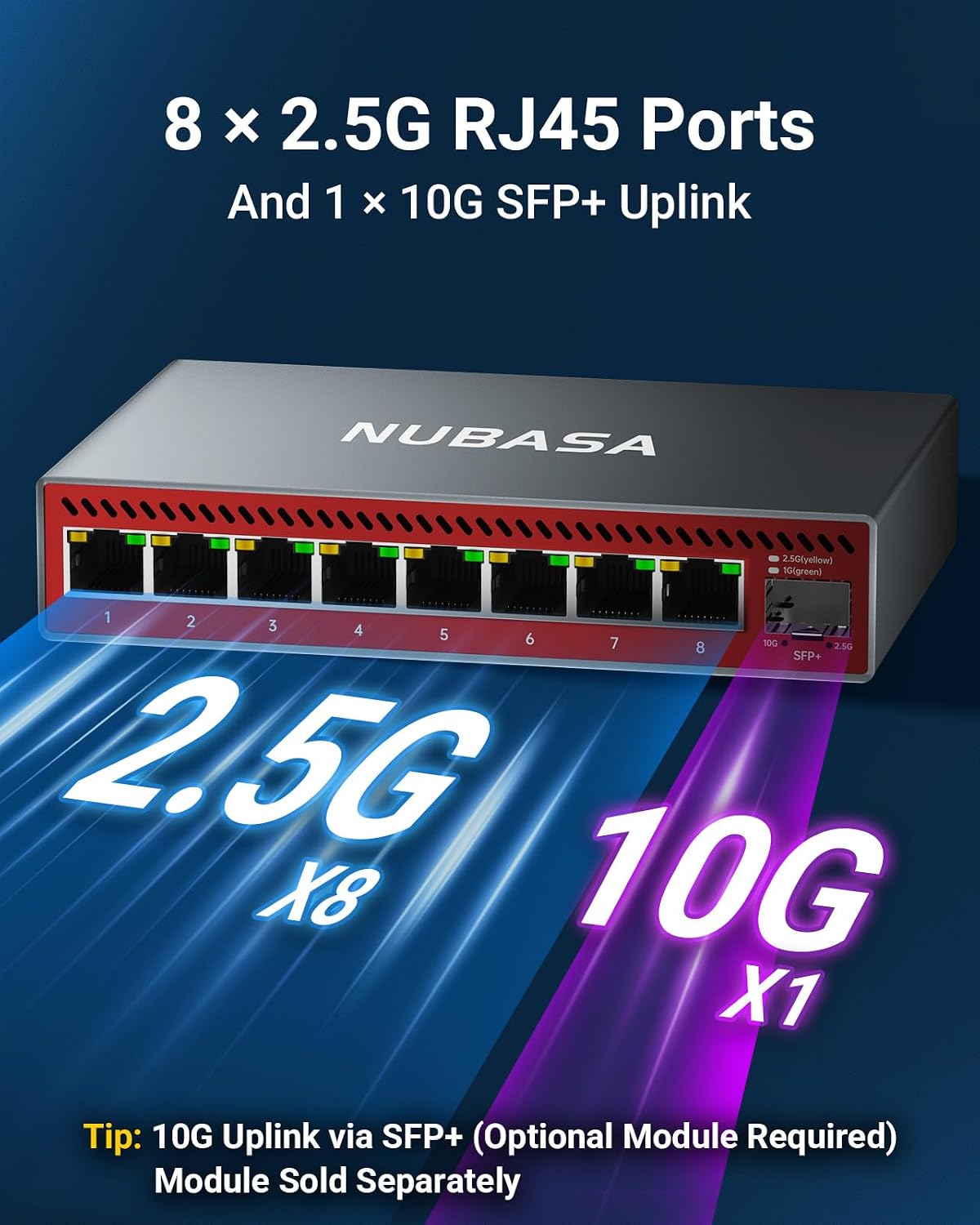 8 Port 2.5Gb Switch Unmanaged with 10Gb SFP+ Slot, Plug & Play 2.5 Gigabit Ethernet Switch with Silent Aluminum Housing for NAS, Gaming, PC, Access Point 3 71tDTSjZFLL. AC SL1500