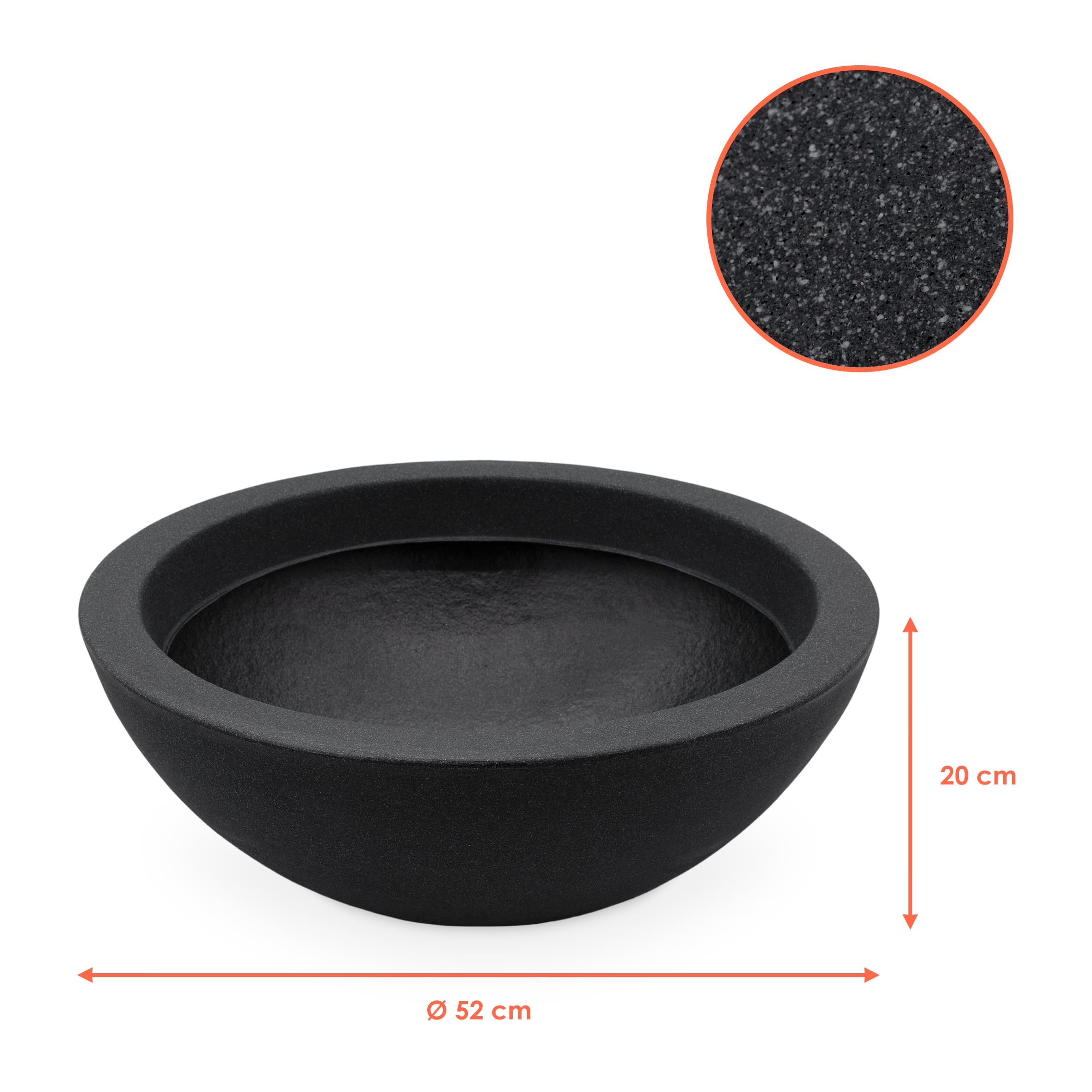 Spetebo Kunststoff Pflanzschale anthrazit - 52x20 cm - Pflanzkübel Blumenkübel Pflanztopf Blumentopf