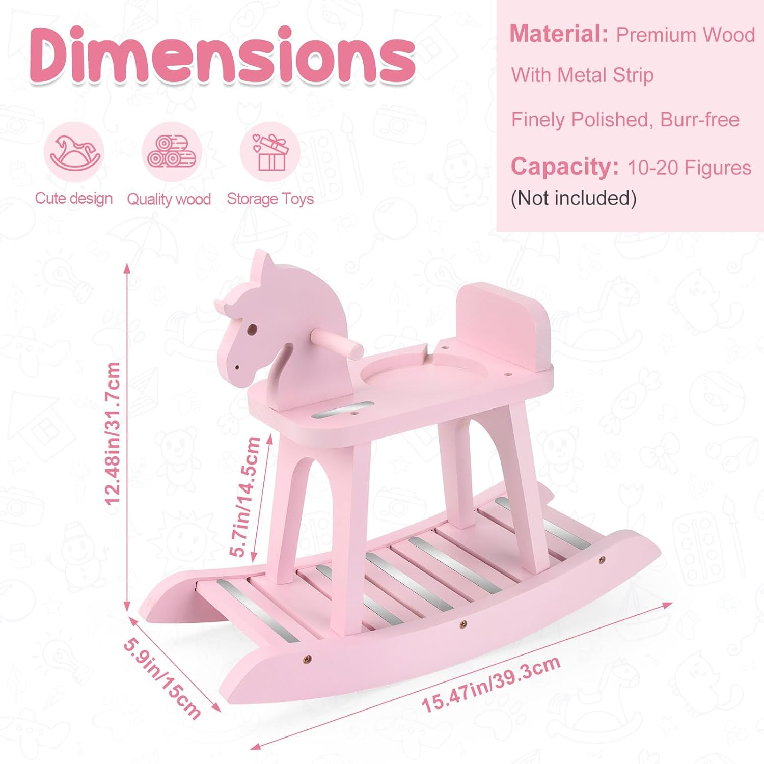 for Toniebox 2 and Toniebox 1 Tonie Shelf, Tonies Figures Tonies Storage,Magnetic Wooden Floating Shelves Compatible with Tonie Box Player Character (Pink, Horse)