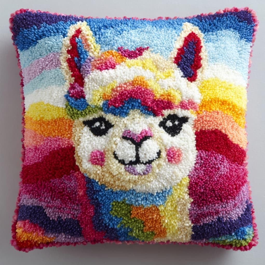 Axiangzik Alpaca Latch Hook Pillow Kits With Yarn,