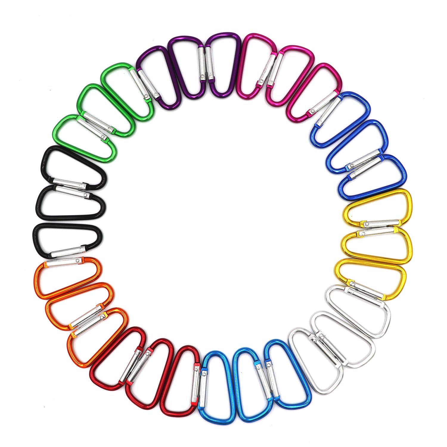 FGen 30pc D-Shaped Aluminum Alloy Clasp, Suitable for Family, RV, Camping, Fishing, Hiking and Key Clasp