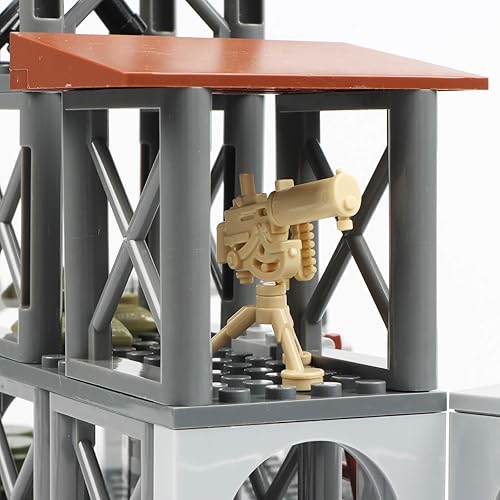 Miniatura 6 de Finger Rock Juego de bloques de construcción de base militar, kit de accesorios de mini guerra del ejército de la Segunda Guerra Mundial, ruinas