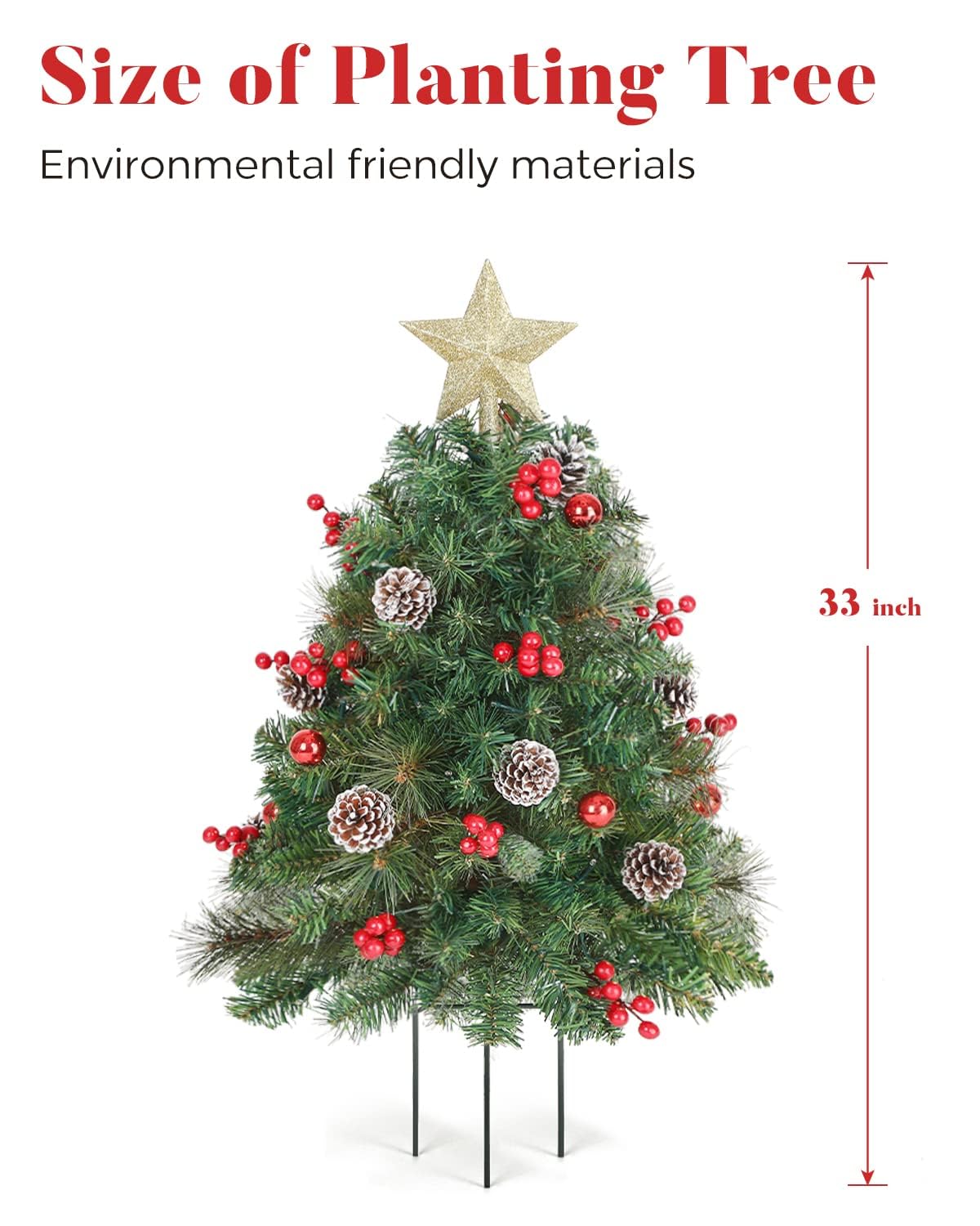 OasisCraft 33 inch Christmas Trees with LED Lights 2 Pack, Outdoor
