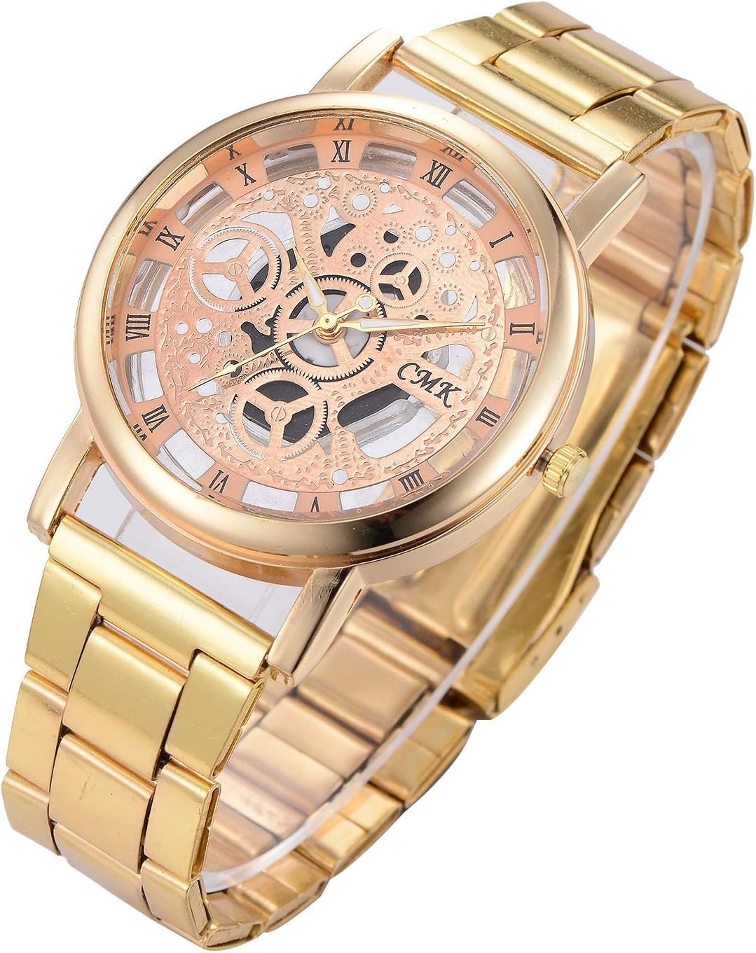Hollow Steel Belt Watch Men's Hollow Steel Belt Table Hollow Steel Belt Table Für Jeden Anlass Geeignet (Color : Golden, Size : L)