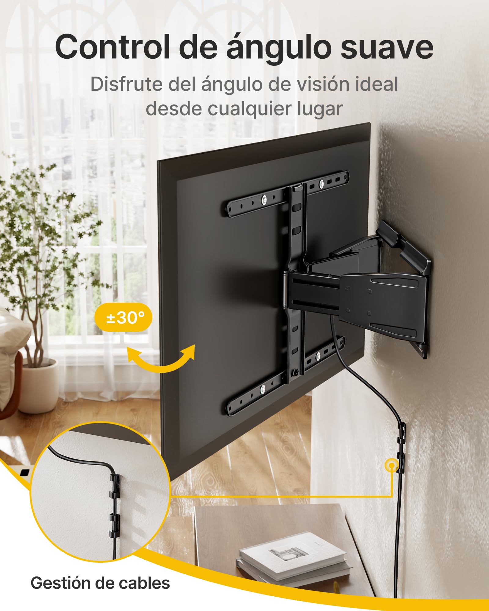 monTEK Soporte TV de Pared 37~75", VESA 800×400mm máx. Carga máx.50kg | Soporte De Televisor De Pared, Soporte De Pared, Ultra Delgado,Doble Brazo Articulado. InclinaciOn, Rotación