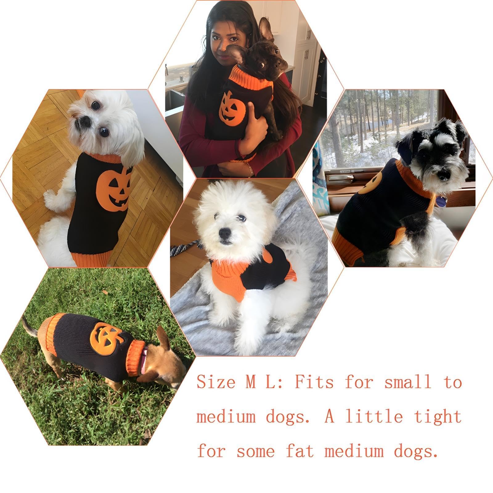 NACOCO Dog Sweater Pumpkin Pet Sweaters Halloween Holiday Party for Cat and Puppy (L), Orange, Large - Image 4