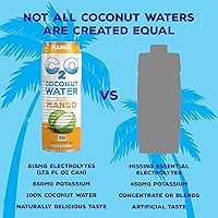 Vista 5 de C2O - Agua de coco con mango (paquete de 12) - Hecha con agua de coco fresca - A base de plantas - Sin OGM - Agua enlatada - Hidratación natural