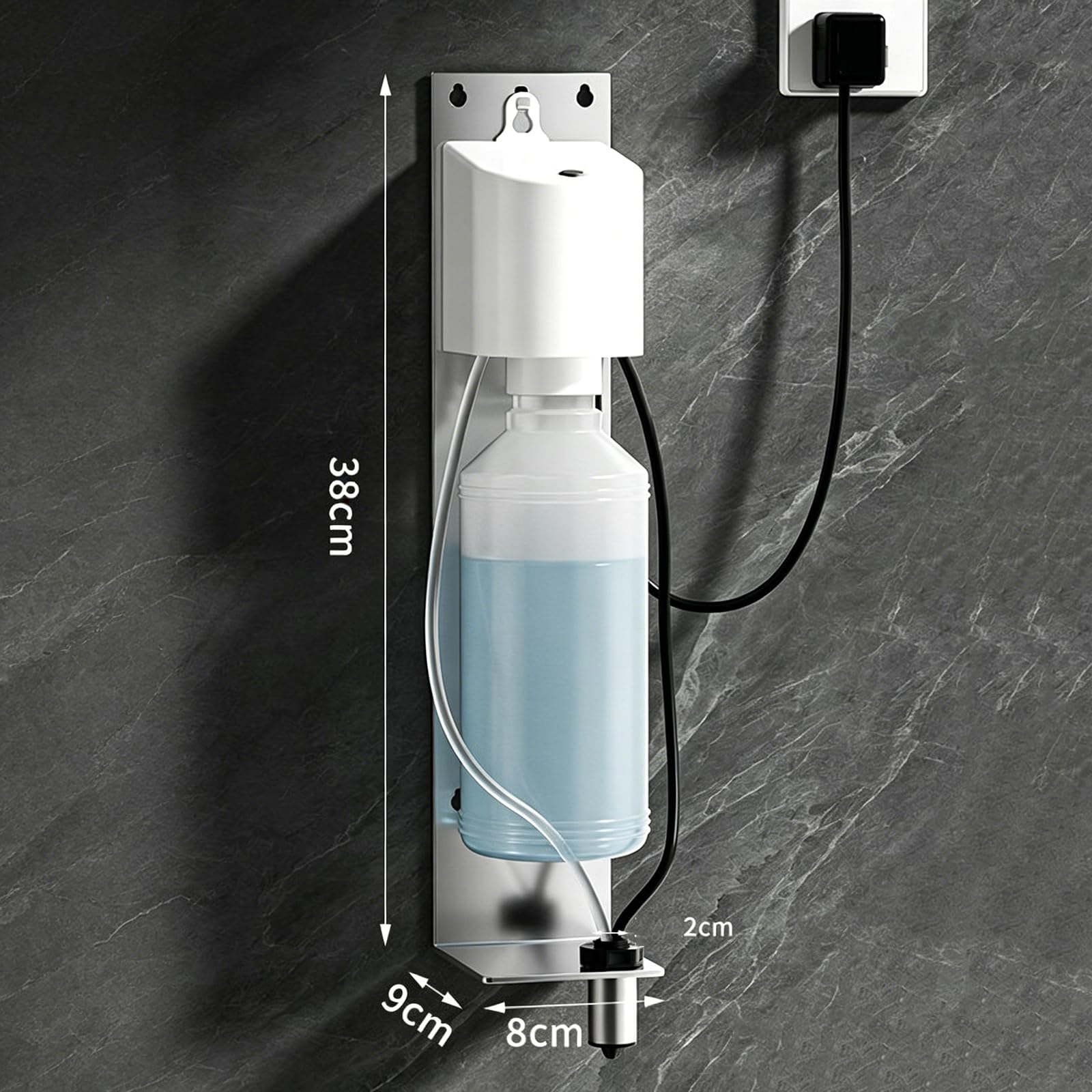 Dispensador de jabón sin contacto, montaje automático en la pared, sensor infrarrojo, capacidad de 16.91 onzas líquidas para espejos y tocadores de baño, funcionamiento manos libres