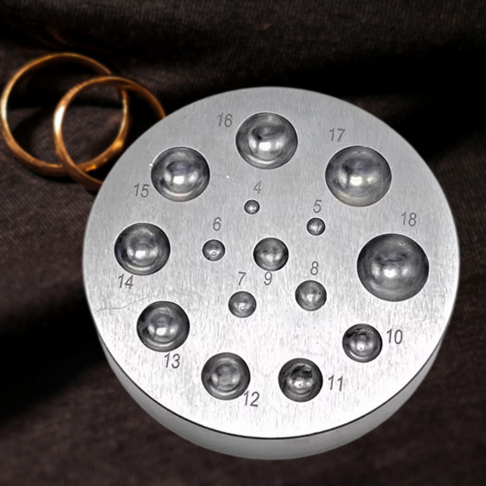 Harilla Dapping Doming Block Set in Acciaio per Formatura Metallo Utensili per Gioiellieri Set di Punzoni Accessori per Modellatura Artigianale Materiale Resi, 15 Buche