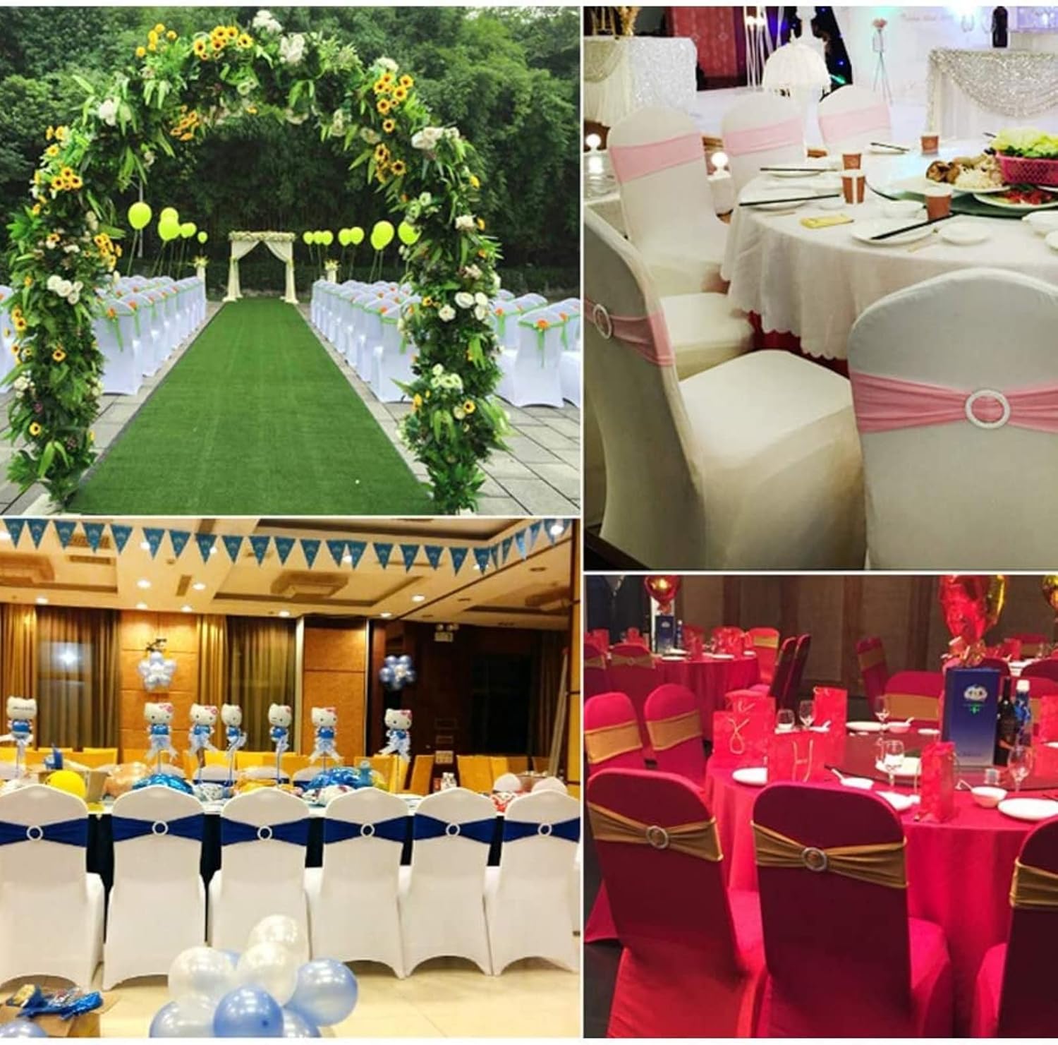 CHENGZI Pack of 6 Party Decoration Satin Chair Sashes, Satin Tie Soft Chair Sash Ribbon for Wedding Banquet, Birthday - Image 5