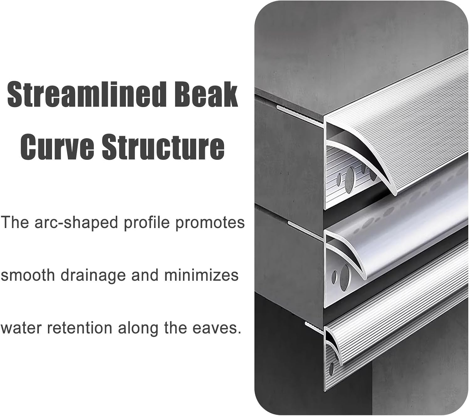 Eaves Drip Line 1-1/5 in Width, Cuttable Roof Deflector 1 2 3 4 5 10 Pcs, Waterproof Aluminum Profile Rain Diverter Strip for Exterior Walls(1 PC,L 84 in)