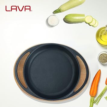 Lava Pişirme Kabı LV ECO Y TV 12 K4 Yuvarlak Tabak Çanak ve Tabak, Ahşap, Çap 12 cm, Dökme Demir, Siyah