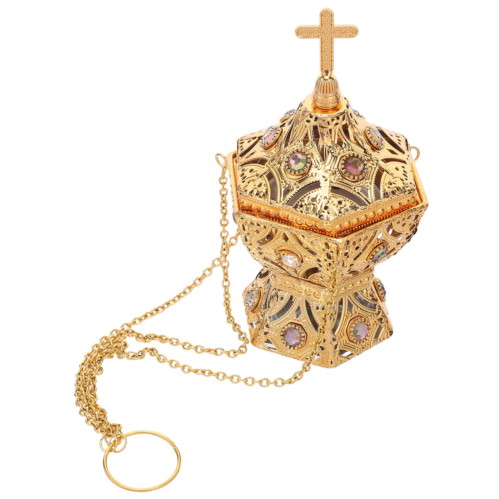 Ornement décoratif religieux en métal doré de qualité supérieure pour encens et charbon