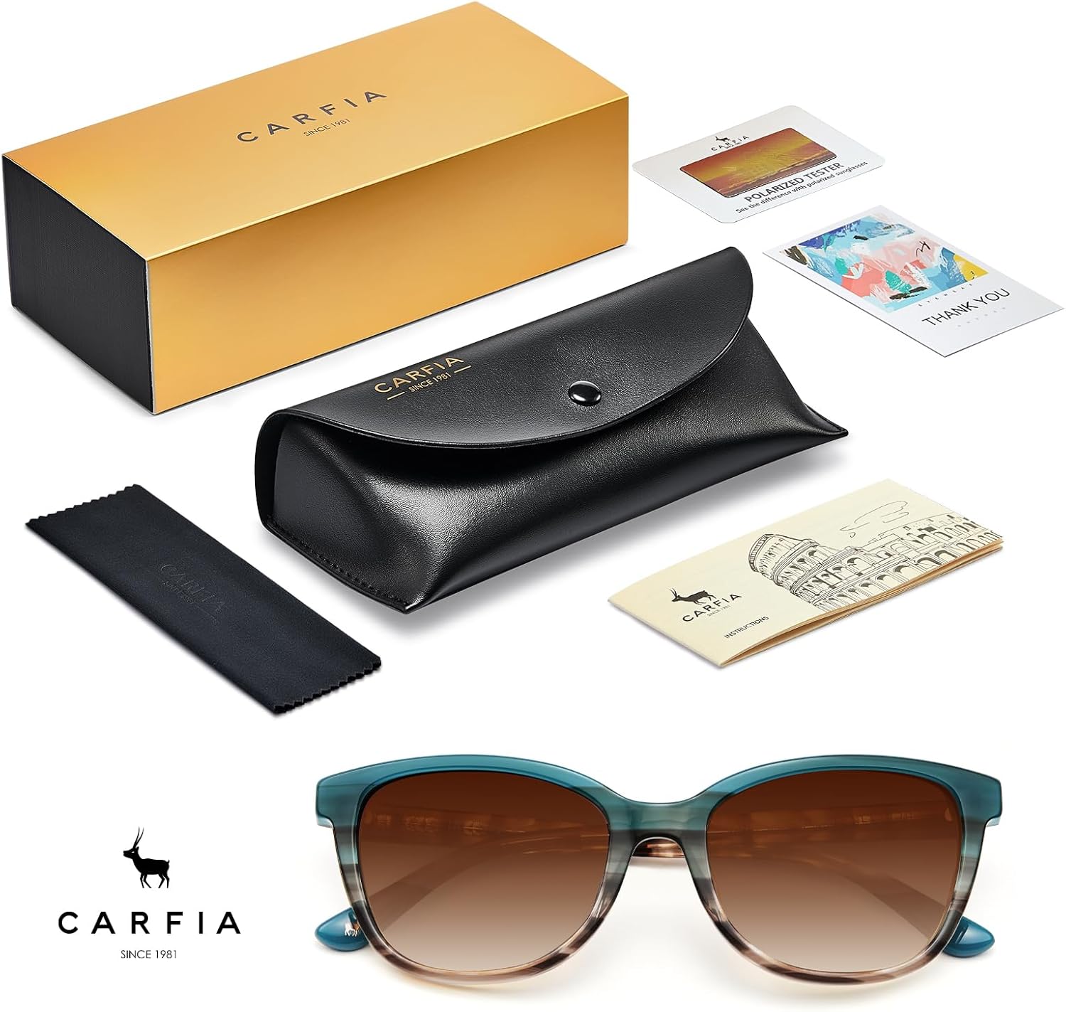 CARFIA Designer Acetate Womens Polarized Sunglasses Fit Most Face Shapes Trendy Shades UV Protection Hypoallergenic Handmade - Image 8