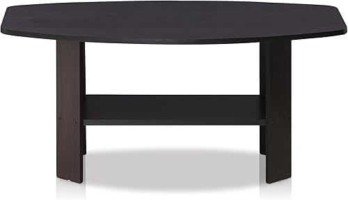 Miniatura 7 de Furinno Mesa de centro de diseño simple, nogal oscuro