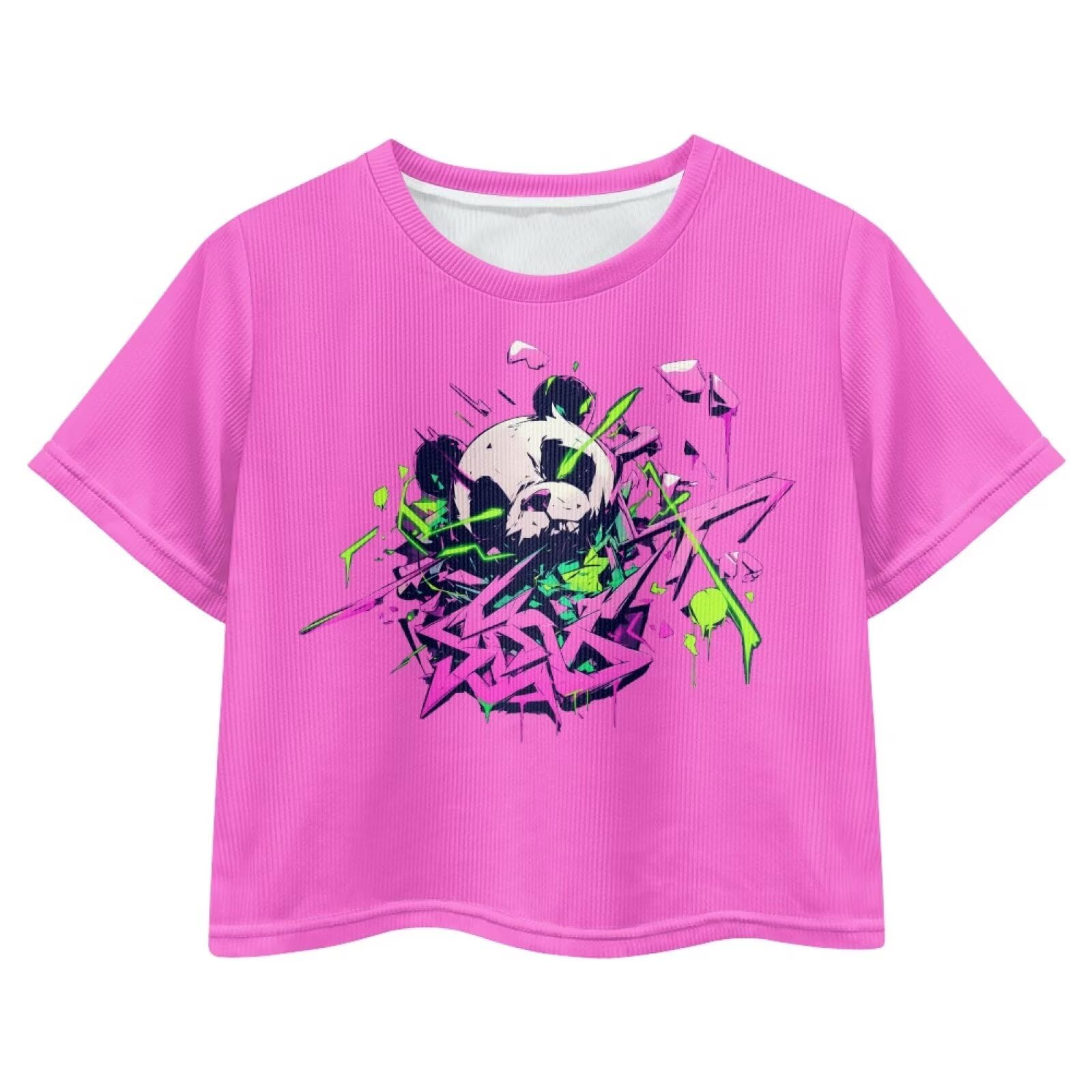 Cute Crop Tops for Girls Short Sleeve Summer T Shirts Fashion Graphic Tees Crew Neck Pullover Tee 5-14 Years
