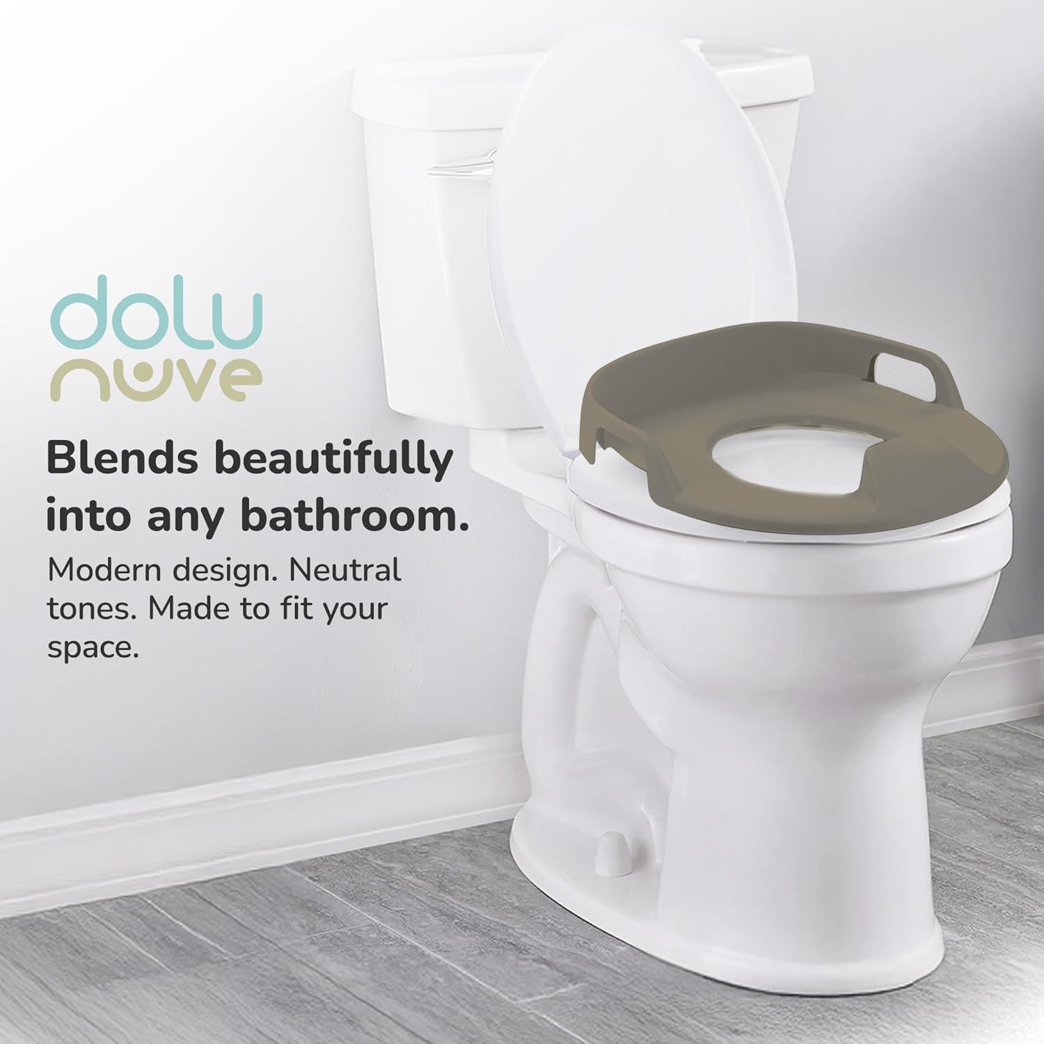 Dolu Nuve 3-in-1 Potty, Toilet Adapter, and Step Stool with Ergonomic Design and Provides Ongoing Support as Children Grow, for Toddlers, Grey