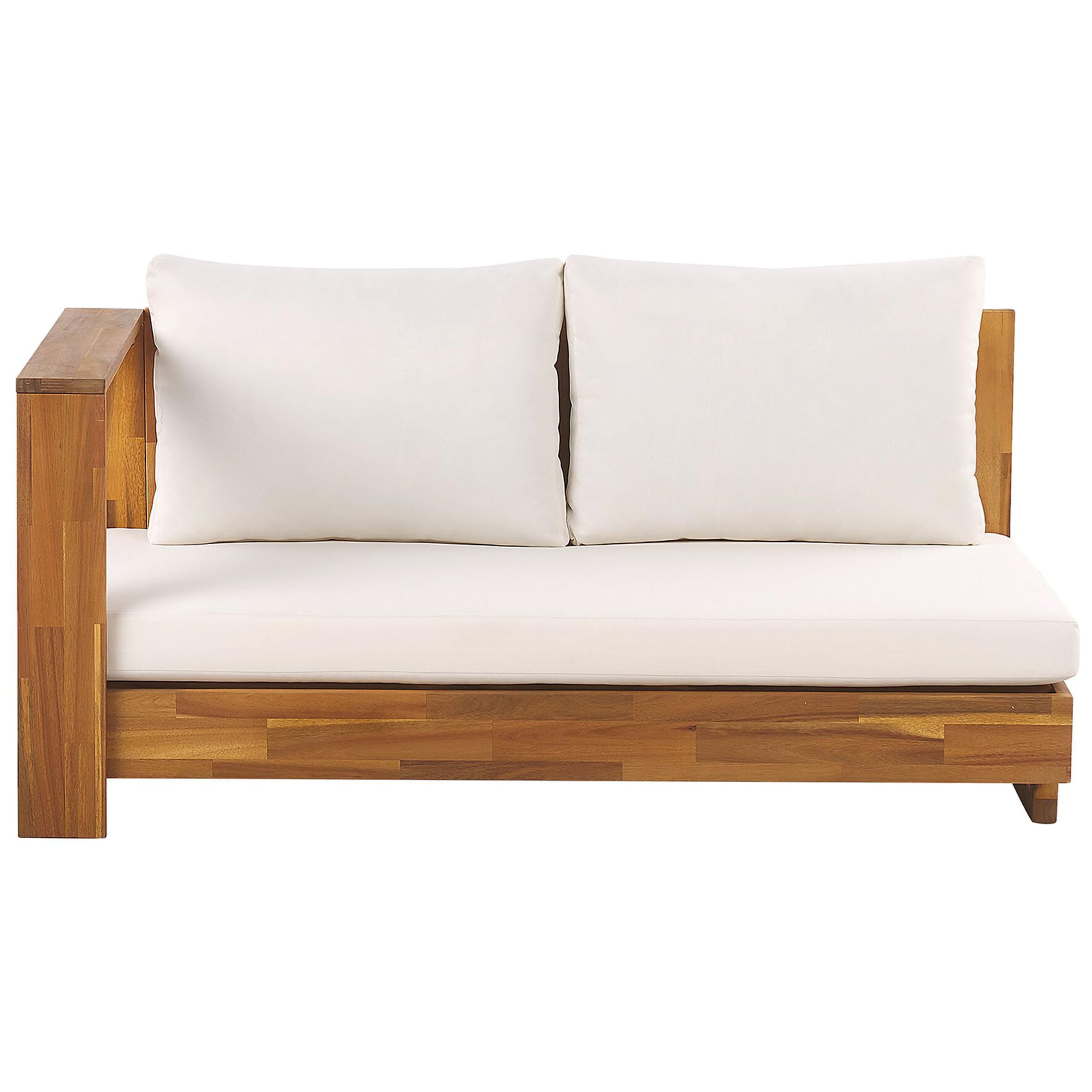 Beliani Salon de Jardin en Bois d'Acacia Certifié Canapé Modulable avec Coussin Blanc Marettimo