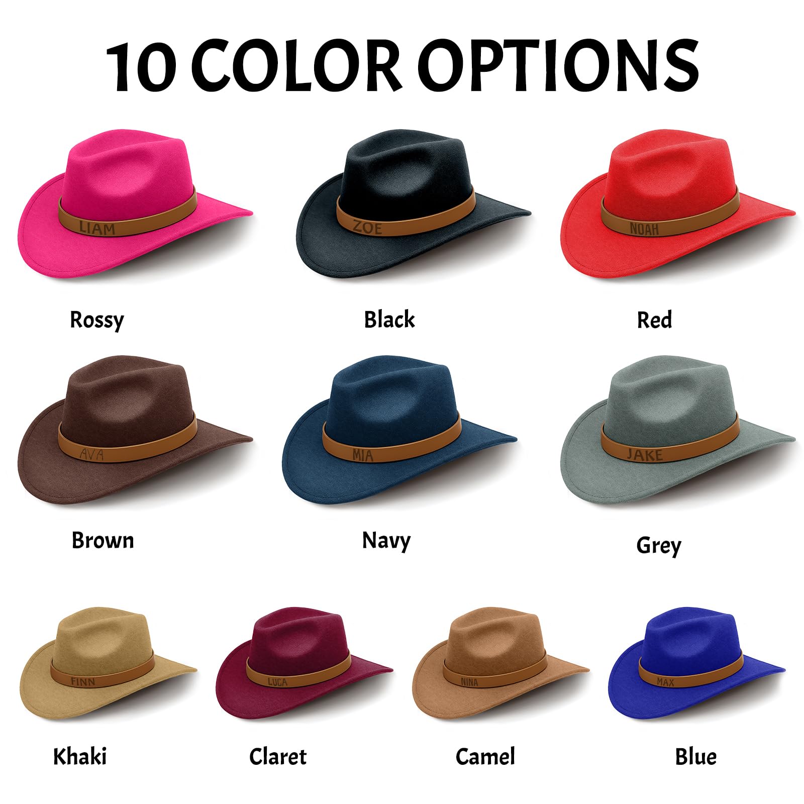 Custom Toddler Cowboy Hat Personalized Cowboy Hat for Boys Girls Western Hat with Name Leather Hatband Men Women Red