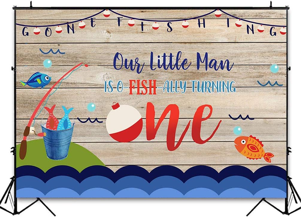 Avezano Gone Fishing 1st Birthday Backdrop Our Little Man is The Big One Decorations Bday Party Photography Background Ofishally One Fishing Theme Birthday Parties Banner Photo Booth Supplies