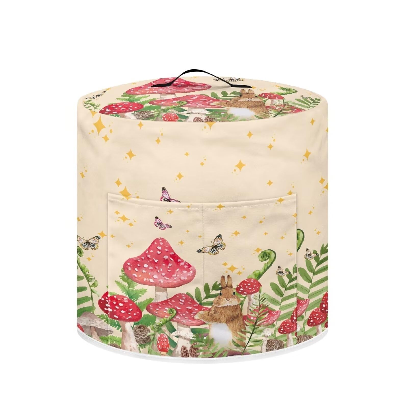 Flashideas Red Mushroom Pressure Cooker Cover for 8 Quart Instant Pot and Air Fryer Accessories, Stain Resistant Washable Round Protective Cover Electric Appliance Cover with Front Pocket