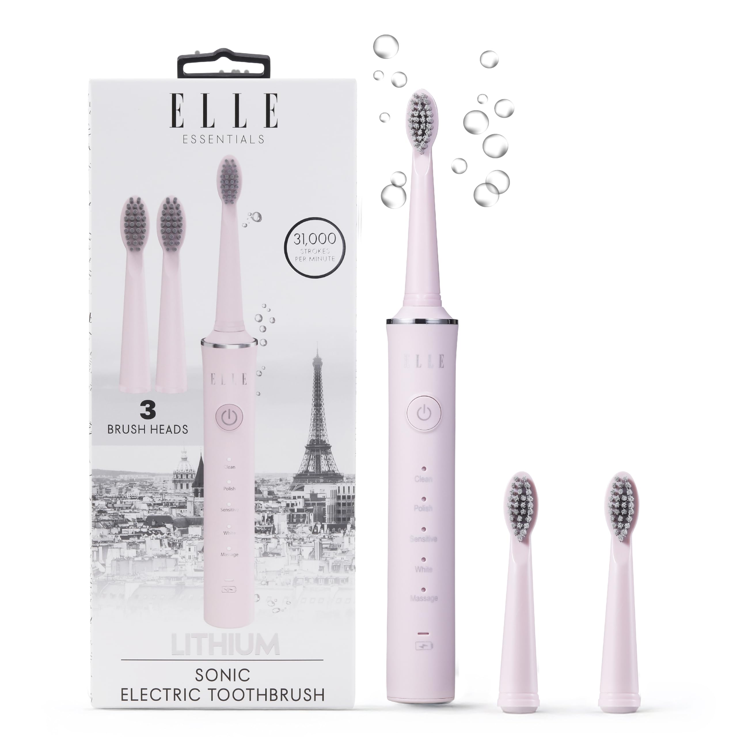Elle - Lithium Sonic Electric Toothbrush, Powerful Cleaning (Pink)