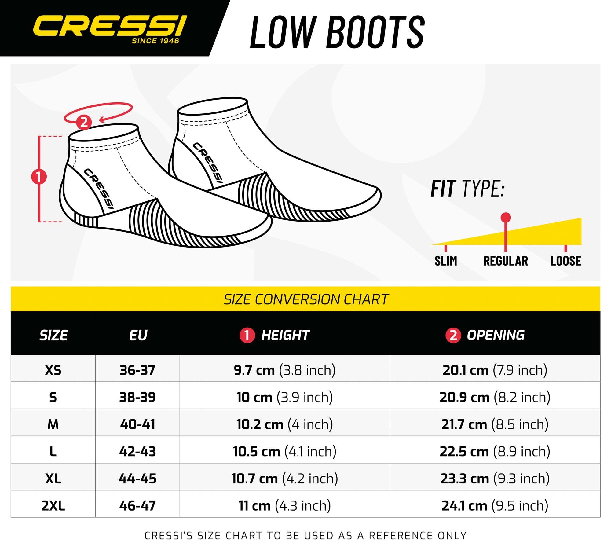 CRESSI seit 1946 - Low Boot - Unisex Schuhe aus Schwarz 3 mm Neopren mit Rutschfester Sohle, Superelastisch und Bequem