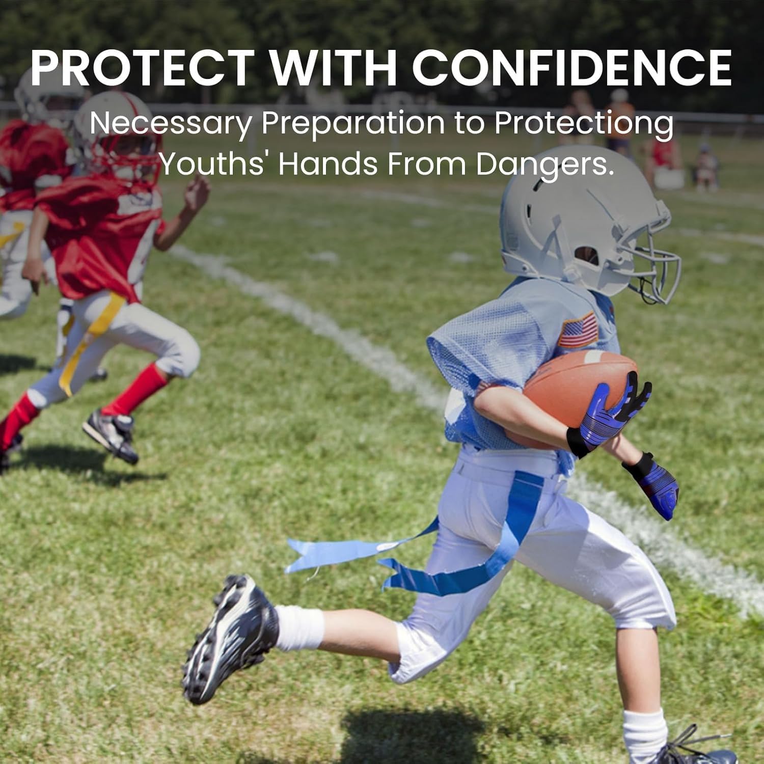 FINGER TEN American Football Gloves Handschuhe Fußball Empfangshandschuhe für Jugendliche Upgrade Atmungsaktive Flexible Empfangshandschuhe Geschenk für Kinder Jungen Mädchen