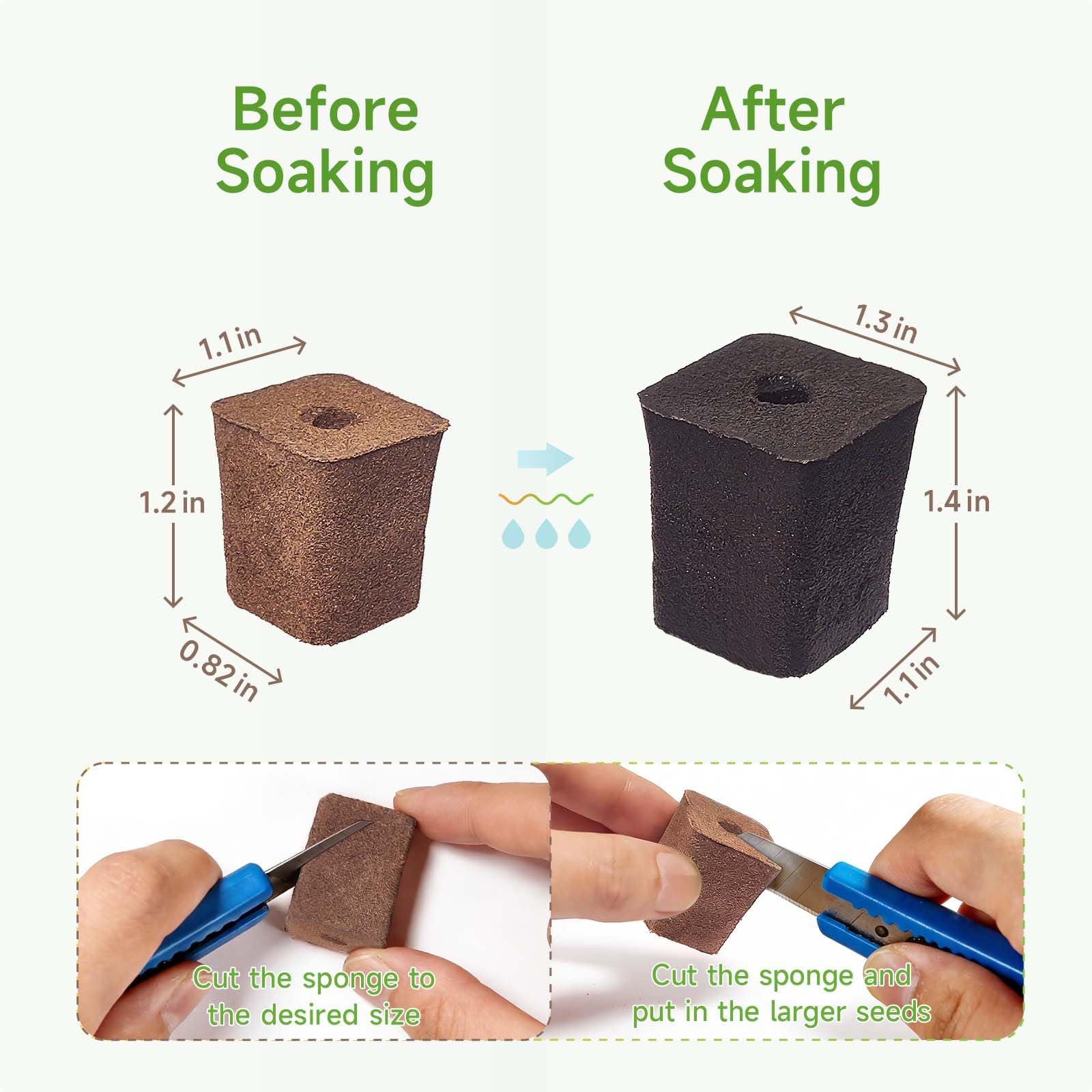 Paquete de 50 esponjas de cultivo, esponja cuadrada de repuesto, esponjas de inicio de plántulas para sistema hidropónico de jardín interior, kits de germinación de enraizamiento