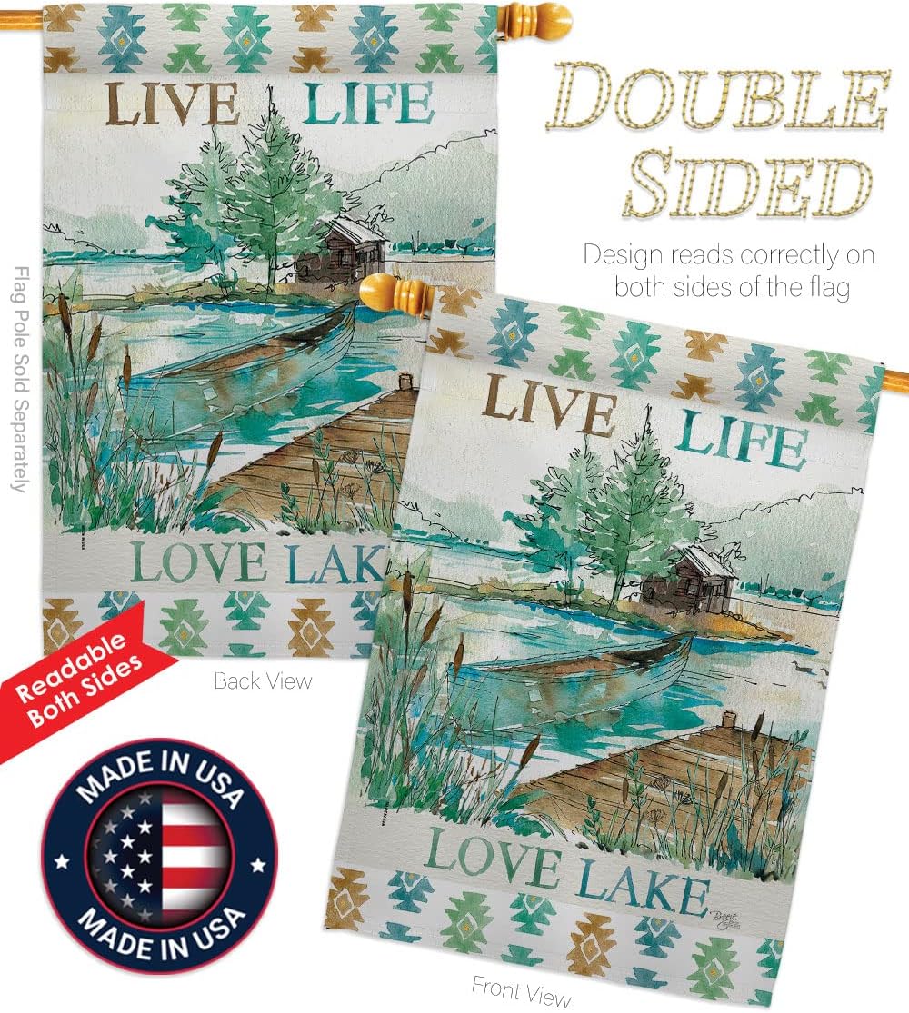 Breeze Decor H109072 Live Life Lake Vertical House Flag, 28" x 40", Multicolor