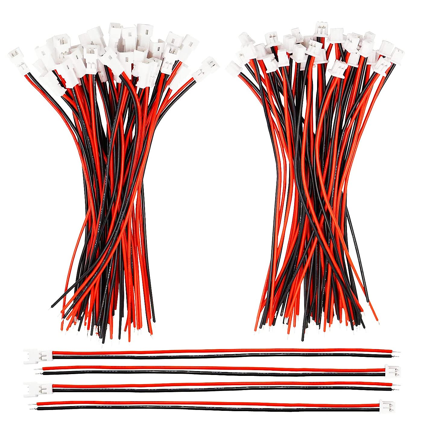HUAZIZ 30 pares conector macho y hembra JST XH 2,54 mm 2 Pines con cable eléctrico de 20 cm, aislado de silicona, paquete de 60 pcs