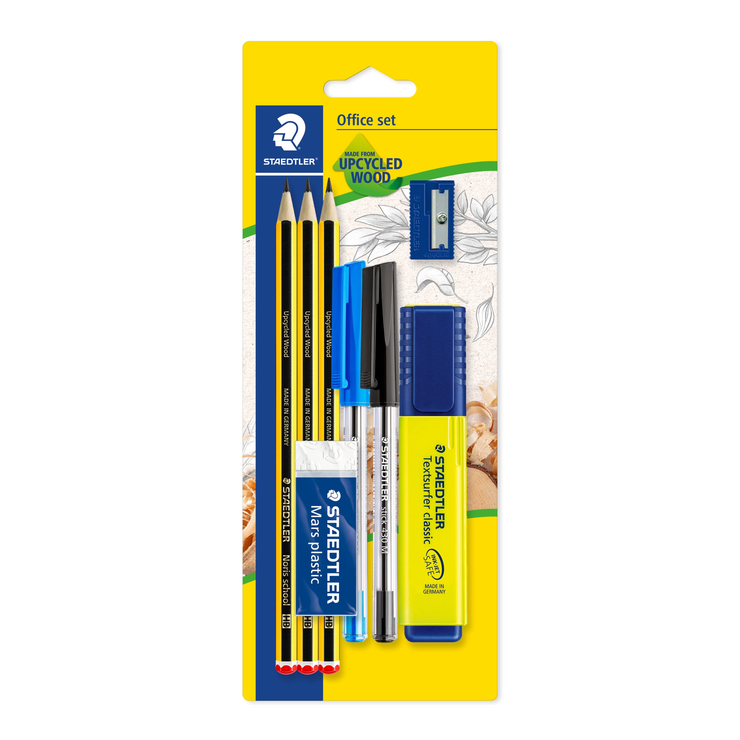 STAEDTLER Set Cancelleria Happy Colours - 3 Matite Noris HB, 1 Gomma Rasoplast E 1 Temperamatite Doppio