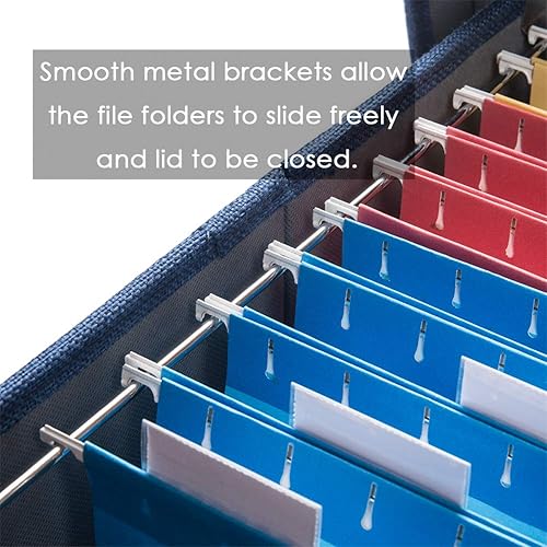 Miniatura 4 de PRANDOM Caja organizadora de archivos, juego de 1 carpeta plegable decorativa de lino para almacenamiento de archivos colgantes con tapas, gabinete