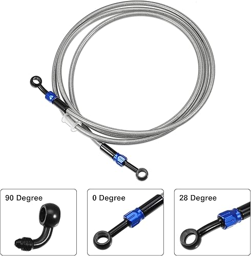Miniatura 4 de X AUTOHAUX Manguera de freno AN3 28 90 grados M10 para motocicleta, línea de freno hidráulico, manguera de aceite para ATV, motocicleta, motocross,