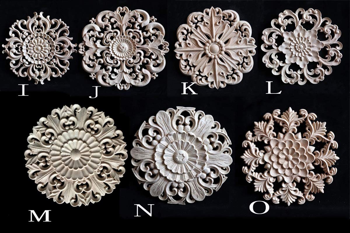 Garnitures décoratives en Bois en Bois ONLAY Art Deco Meubles, décalcomanie sculpté à découpage de Meubles Non Peints Door Applique Onlay Cabinet Decor (Color : D, Size : 8PCS