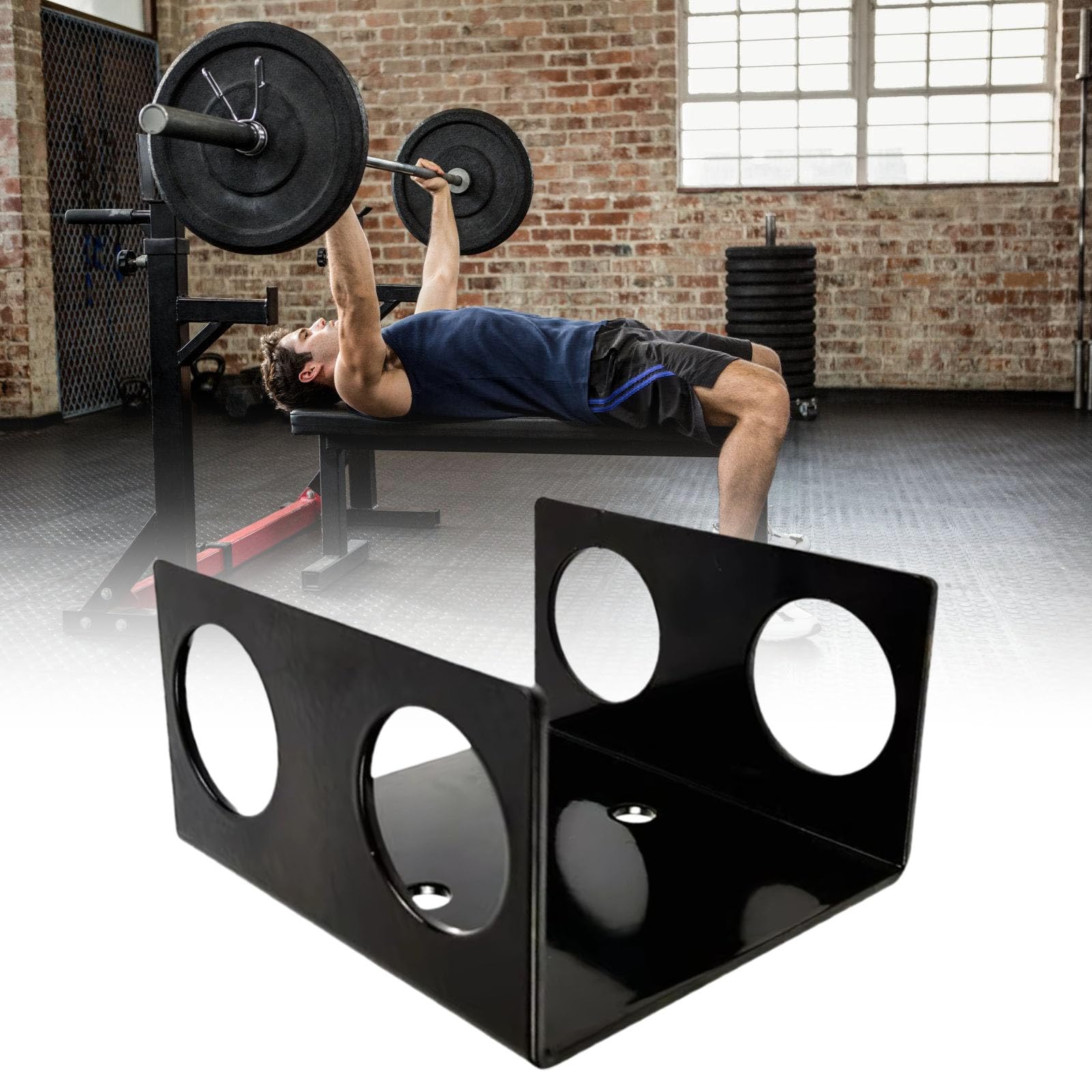 Soporte vertical para barra de pesas para colgar en la pared, soporte para barra de peso, almacenamiento duradero montado en la pared
