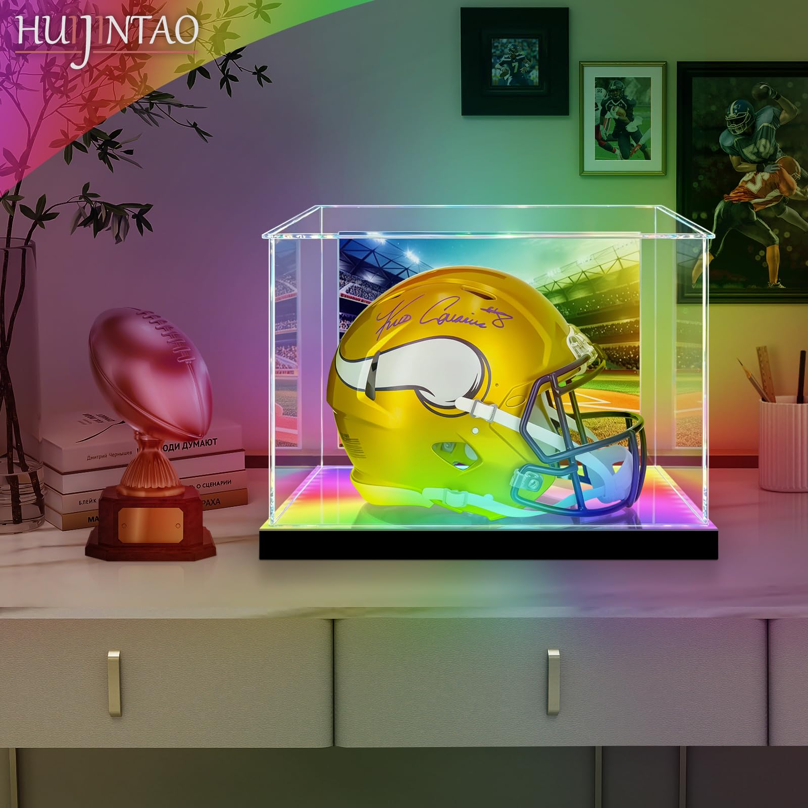 Vitrina acrílica para Coches en Miniatura, figuritas y Cascos | con iluminación LED, Requiere Montaje (40 x 28 x 30 cm)