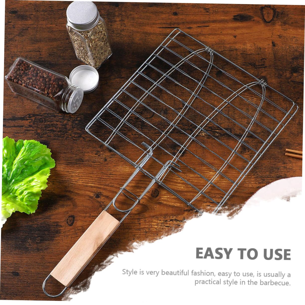 HANABASS 2pezzi Reti Per Barbecue in Inox Cestini Per Grigliate Utensili Per Grigliare Pesce Con Manico Ergonomico Facile Da Pulire Per Barbecue All Aperto e Picnic