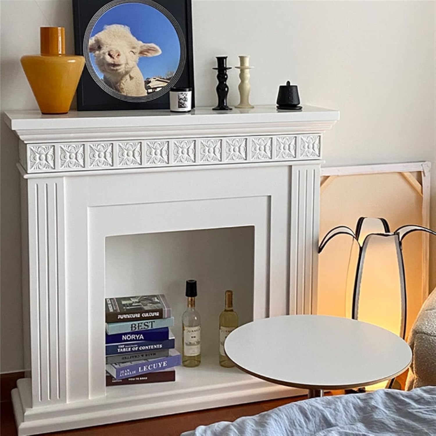 Pearl Mantels Indoor Electric Fireplace Stove Mantel Trim Surround - Elegant White Gloss Finish for Living Room Bedroom Fireplace Mantel Surround