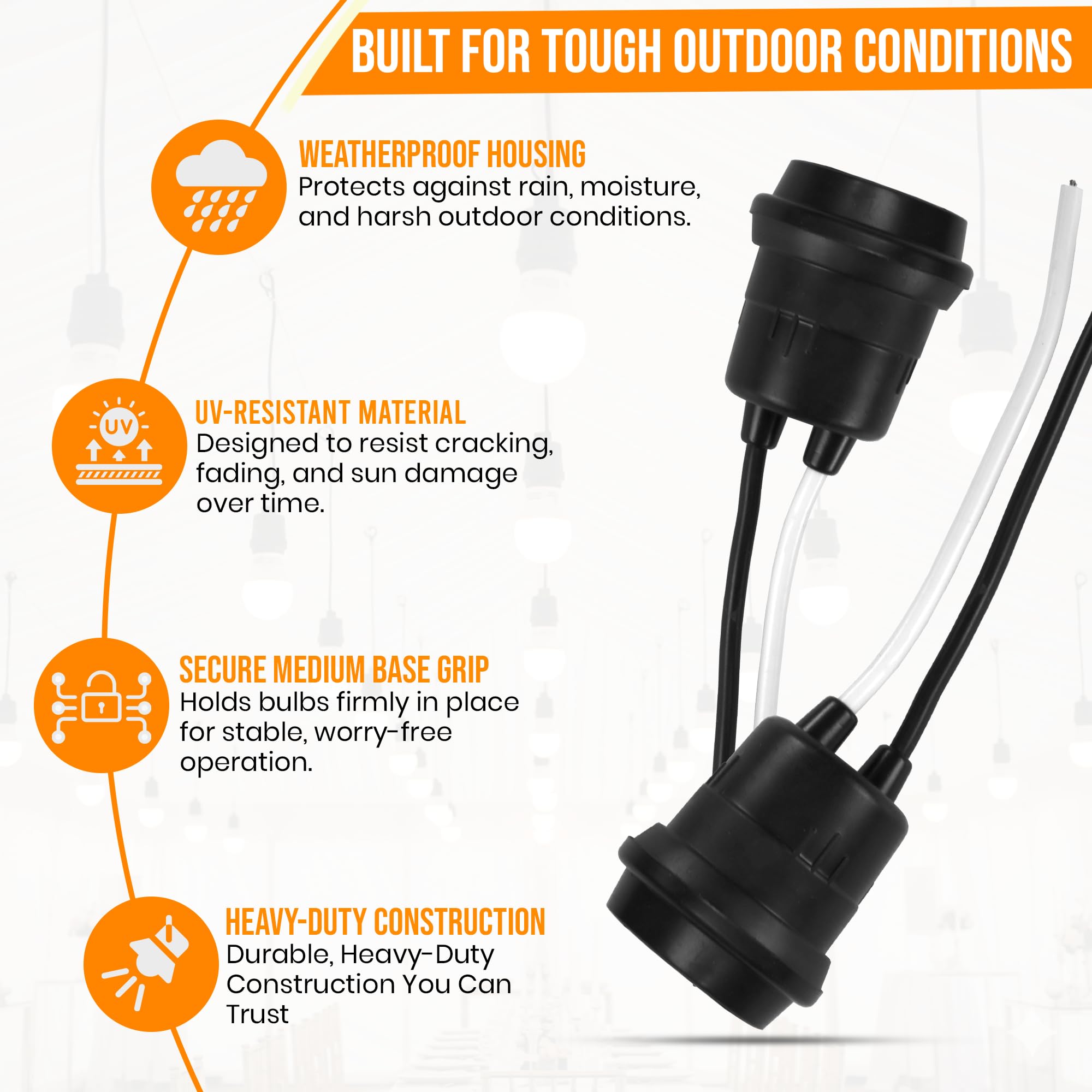 Weatherproof Light Sockets - 8 Pack -2