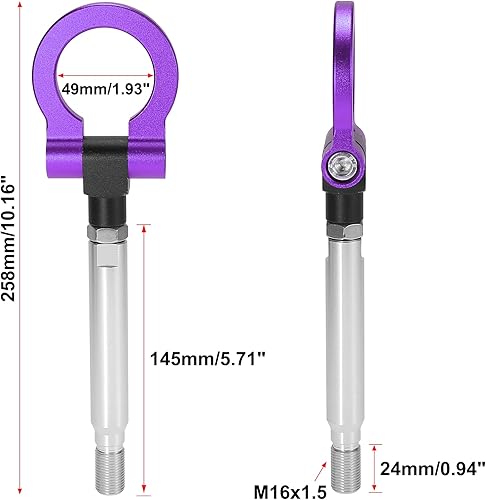 Miniatura 4 de X AUTOHAUX Anillo de remolque de parachoques delantero de aleación de aluminio púrpura tornillo de gancho de remolque para Subaru Impreza WRX BRZ