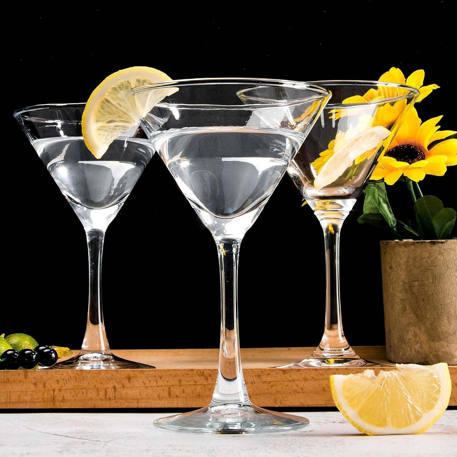 Set of 7 Classic Stemmed Crystal Martini Glasses, 6.3oz Cocktail Tumblers for Weddings, Cocktail Parties, and Outdoor Gatherings (7 SET)