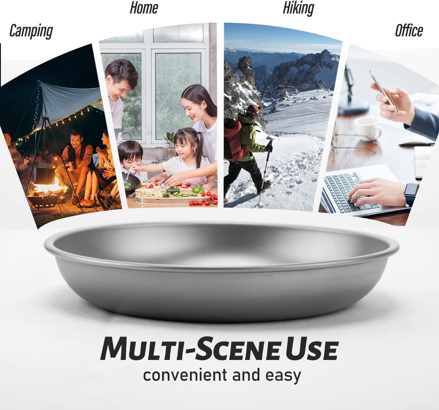 TiTo Titanium Plate Dish Outdoor Camping Tableware Ultralight Round Fruit Titanium Alloy Dinner Dishes Pan for BBQ Hiking Picnic (3pcs)