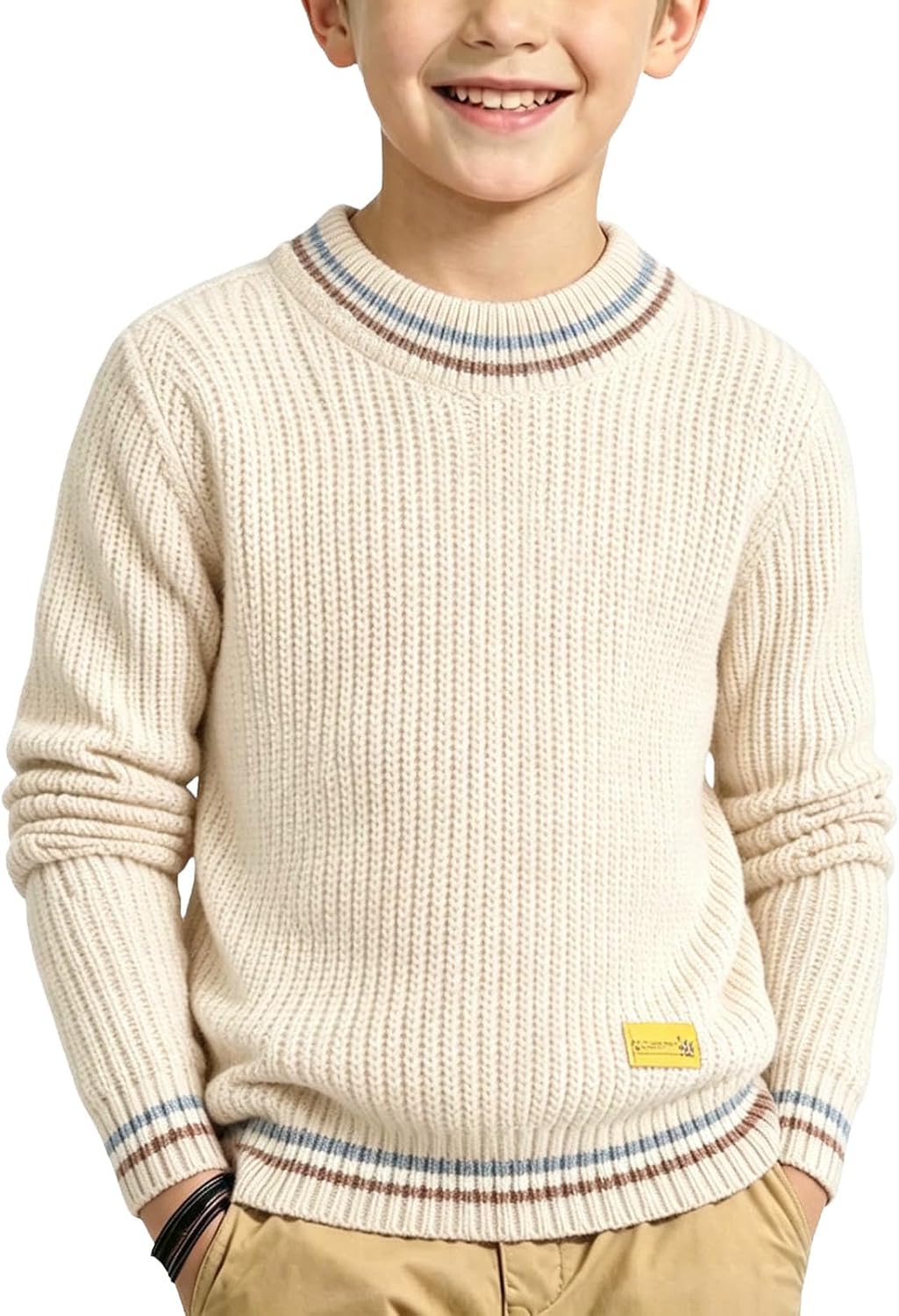 Boys Sweater Striped Crew Neck Long Sleeve Knit Pullover