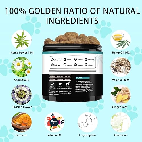 Miniatura 2 de Golosinas calmantes de cáñamo para perros para aliviar la ansiedad 100  dorado proporción de ingredientes naturales golosinas calmantes para perros