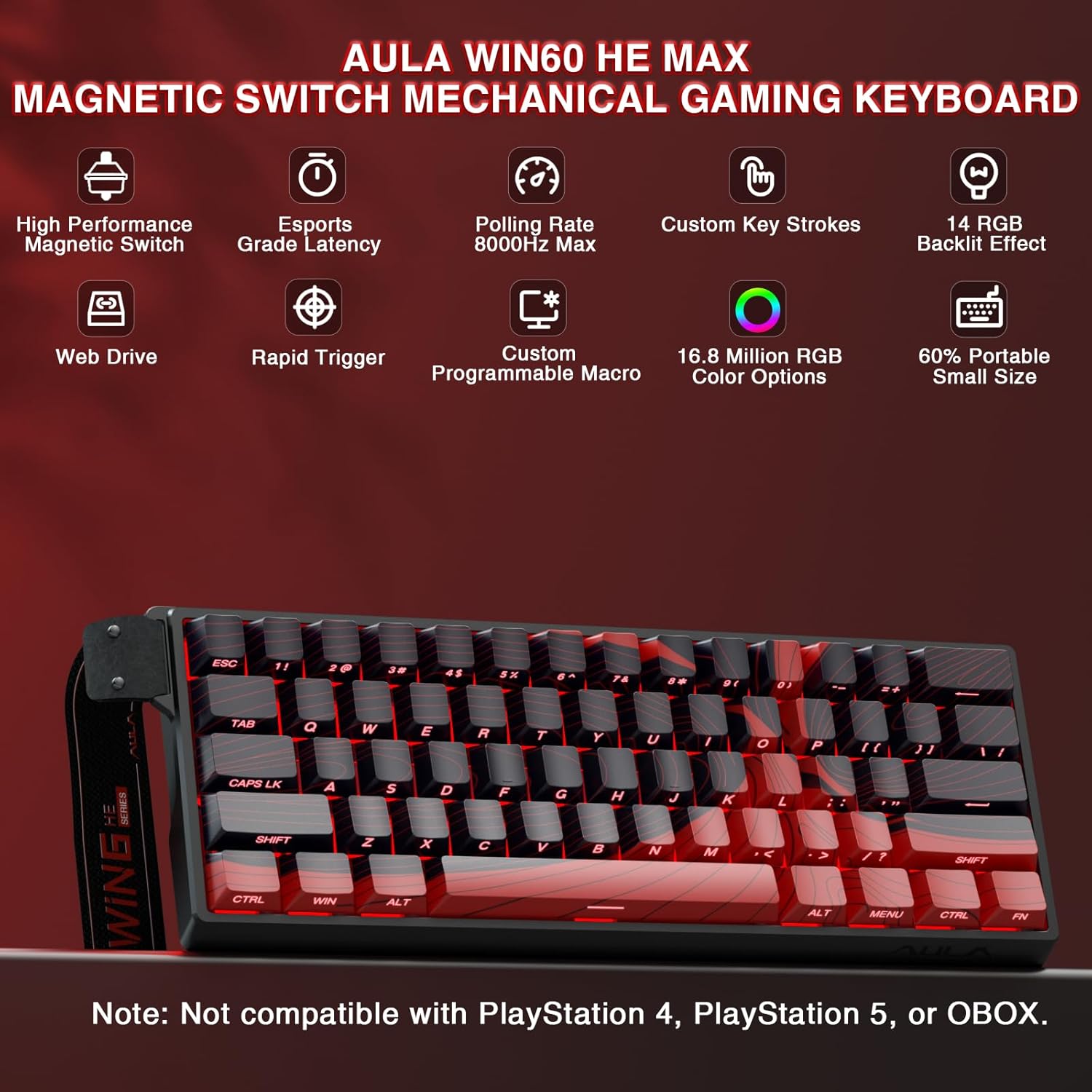 AULA WIN60 HE MAX - 60% Mechanical Gaming Keyboard Wired, Hall Effect Magnetic Switches Hot Swappable, Adjustable Actuation Rapid Trigger Mode, 8000 Hz Polling Rate, 60 Percent Keyboard Compact Design 3 71tDXfvTntL. AC SL1500